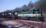 Norfolk Southern GP59 #4610 is backing thru the switch connecting NS with Chattahoochee Industrial Railroad 